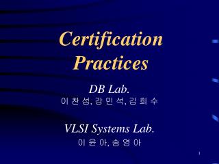 Certification Practices