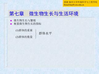 微生物生长与繁殖 衡量微生物生长的指标 (1) 群体的重量 (2) 群体的数量