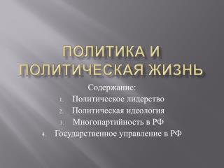 Политика и политическая жизнь