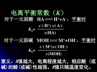 电离平衡常数（ K ）