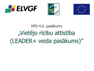 VPD 4.6. pasākums „Vietējo rīcību attīstība (LEADER+ veida pasākums)”