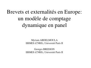 1- Introduction: Les externalités de R&amp;D