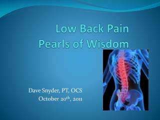 Low Back Pain Pearls of Wisdom