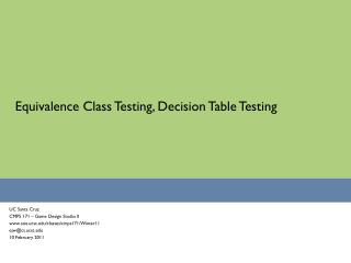 Equivalence Class Testing, Decision Table Testing