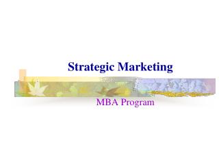Strategic Marketing