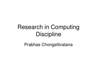 Research in Computing Discipline