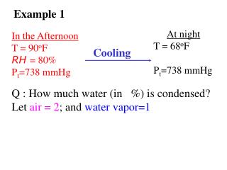 In the Afternoon T = 90 o F RH = 80% P t =738 mmHg