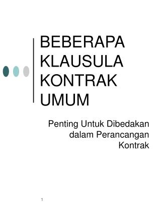 BEBERAPA KLAUSULA KONTRAK UMUM