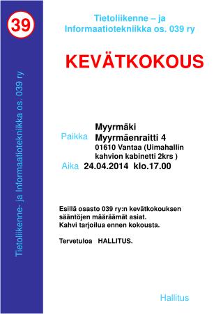 Tietoliikenne – ja Informaatiotekniikka os. 039 ry