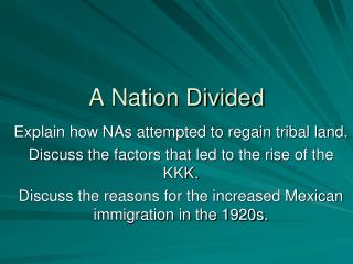 A Nation Divided