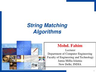 String Matching Algorithms