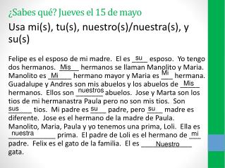 ¿ Sabes qué ? Jueves el 15 de mayo