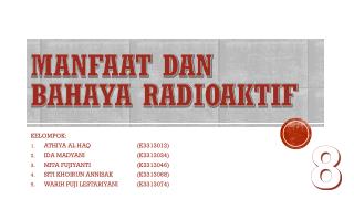 MANFAAT DAN BAHAYA RADIOAKTIF