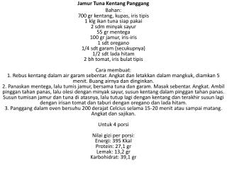 Jamur Tuna Kentang Panggang