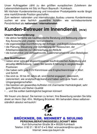 C.P.A. BRÜCKNER, DR. MEHNERT &amp; SEULING PERSONALBERATUNGSGESELLSCHAFT MBH