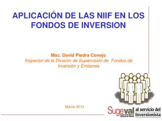 APLICACIÓN DE LAS NIIF EN LOS FONDOS DE INVERSION