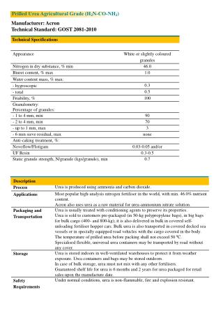 Manufacturer: Acron Technical Standard: GOST 2081-2010