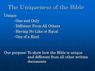 The Uniqueness of the Bible