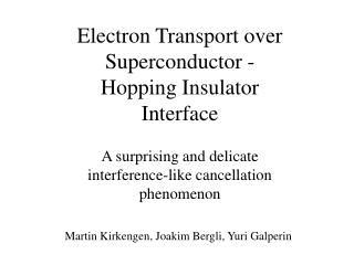 Electron Transport over Superconductor - Hopping Insulator Interface