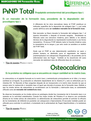 Es un marcador de la formación ósea, procedente de la degradación del procolágeno tipo 1.