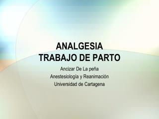 ANALGESIA TRABAJO DE PARTO