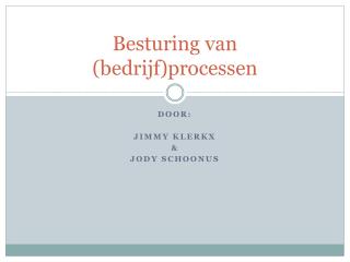 Besturing van (bedrijf)processen