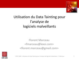 Utilisation du Data Tainting pour l'analyse de logiciels malveillants