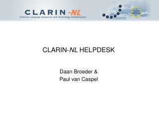 CLARIN- NL HELPDESK