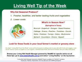Living Well Tip of the Week