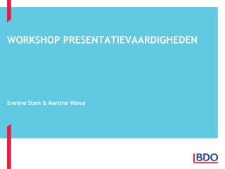 WORKSHOP PRESENTATIEVAARDIGHEDEN