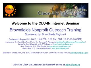 Welcome to the CLU-IN Internet Seminar