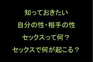 知っておきたい 自分の性・相手の性 セックスって何？ セックスで何が起こる？