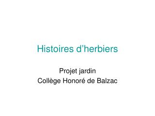 Histoires d’herbiers