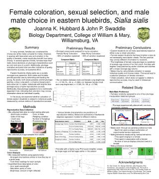 Female coloration, sexual selection, and male mate choice in eastern bluebirds, Sialia sialis