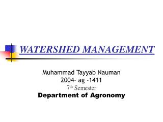 WATERSHED MANAGEMENT