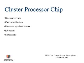 Cluster Processor Chip