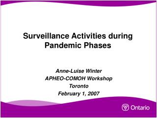 Surveillance Activities during Pandemic Phases