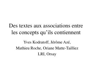 Des textes aux associations entre les concepts qu’ils contiennent