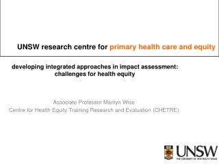 developing integrated approaches in impact assessment: challenges for health equity