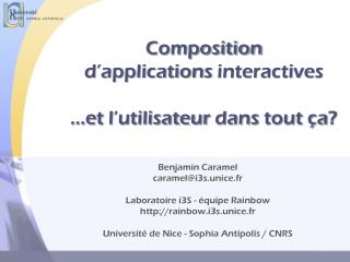 Composition d’applications interactives …e t l’utilisateur dans tout ça ?