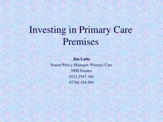 Investing in Primary Care Premises