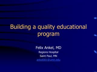 Building a quality educational program