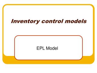 Inventory control models