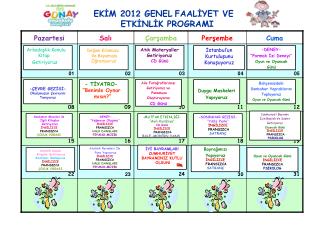 EKİM 201 2 GENEL FAALİYET VE ETKİNLİK PROGRAMI