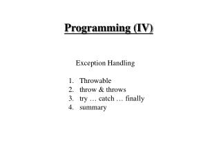 Programming (IV)
