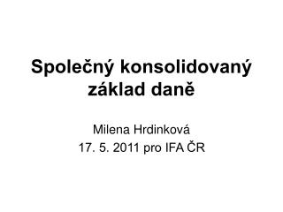 Společný konsolidovaný základ daně