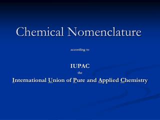 Chemical Nomenclature