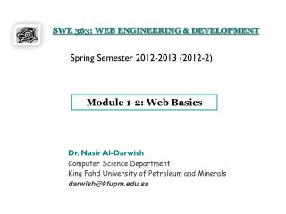 SWE 363: WEB ENGINEERING &amp; DEVELOPMENT