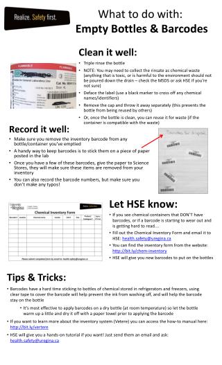 What to do with: Empty Bottles &amp; Barcodes