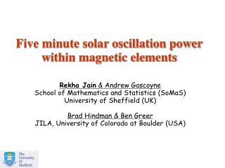 Five minute solar oscillation power within magnetic elements